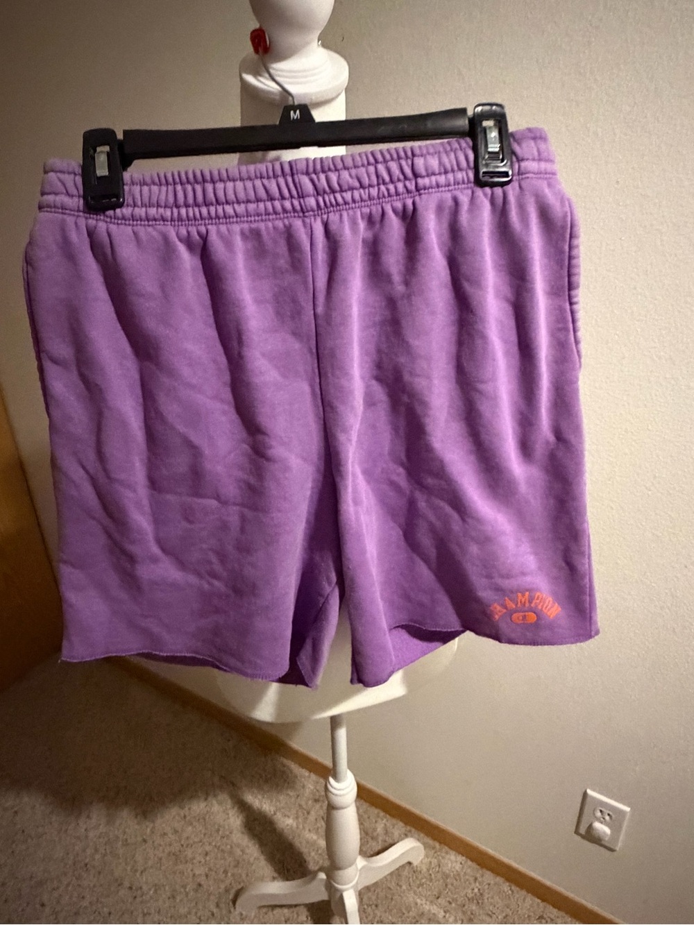 Champion Purple Women's Shorts with Orange Logo